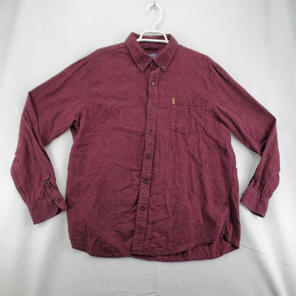 Chaps Shirt Men's Long Sleeve Casual Button Up Collared Twill Oxford Red XL - Picture 2 of 12